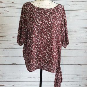 NWT Michael Kors burgundy floral Tie Knot Waist
